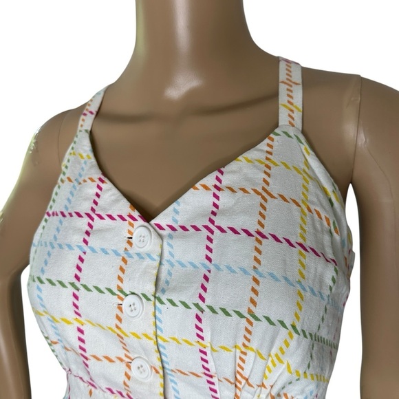 Modcloth White Plaid Sundress button down 2 - Picture 2 of 6